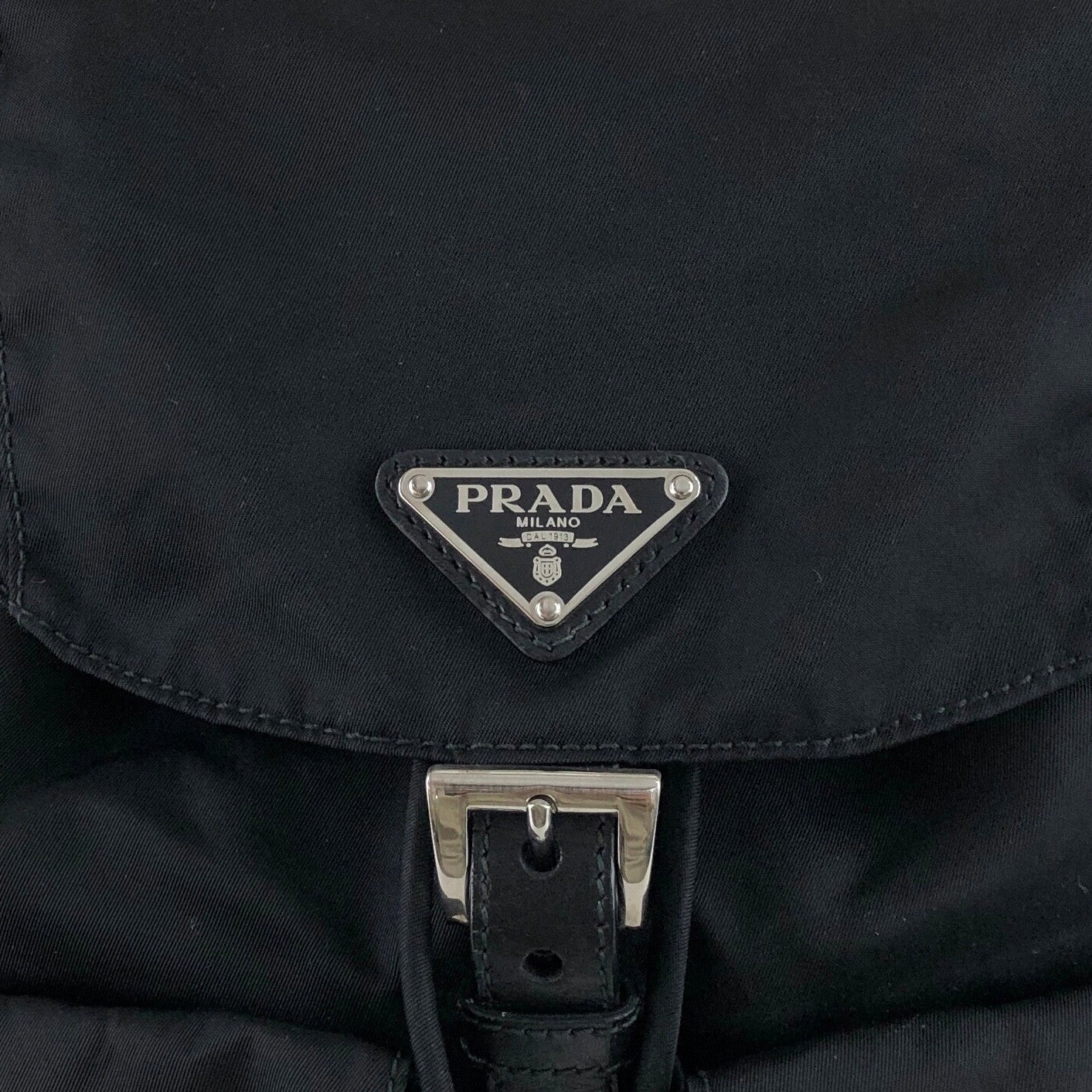 PRADA Triangle Logo Double Pocket Backpack Black Vintage ipfw4s