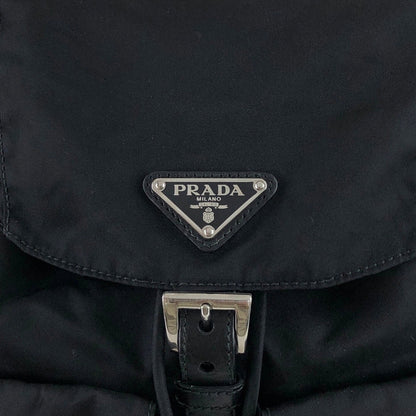 PRADA Triangle Logo Double Pocket Backpack Black Vintage ipfw4s