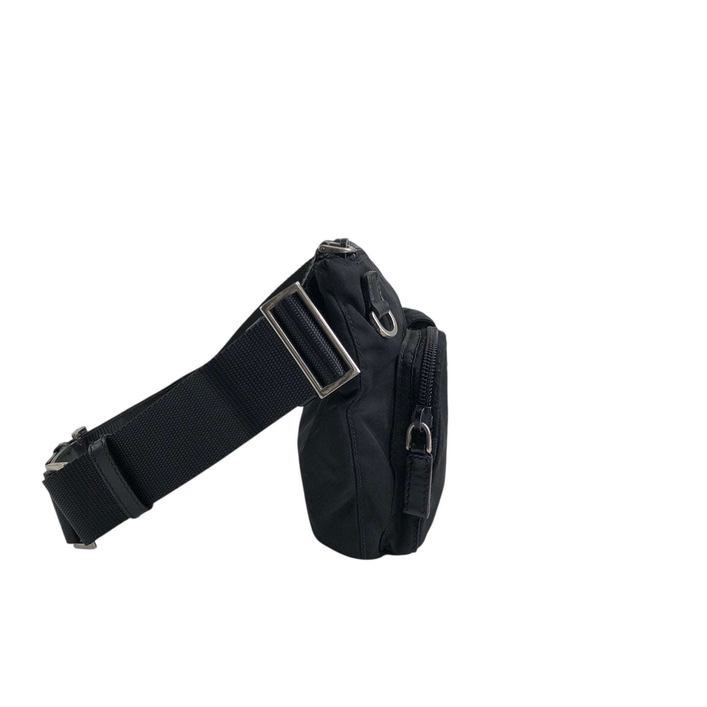 PRADA Triangle Logo Front Pocket Sling bag Black Vintage ts8rf4