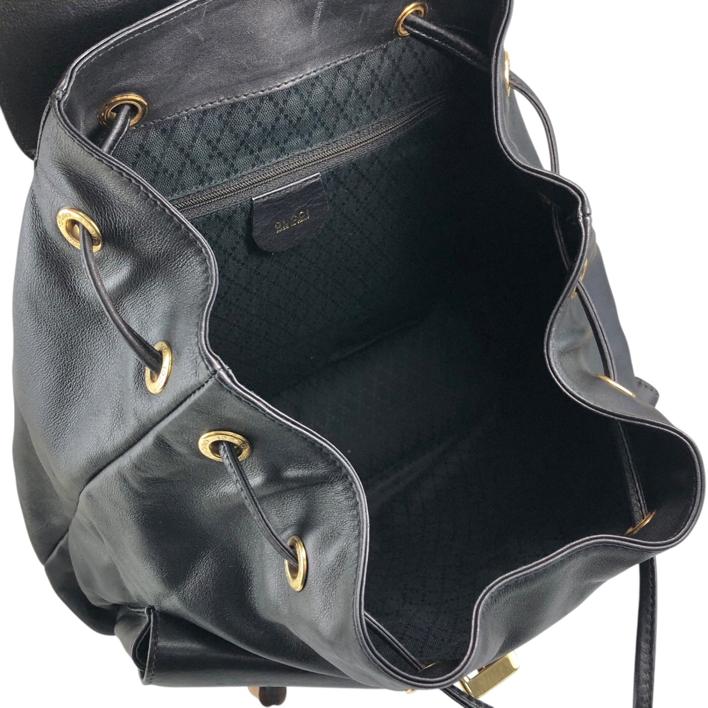 GUCCI Bamboo Backpack Black Vintage 38shhu