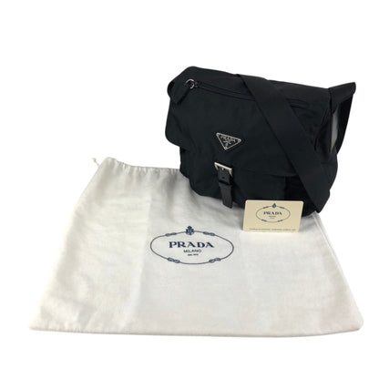 PRADA Tessuto Triangle Logo Shoulder bag Black Vintage p4wsch