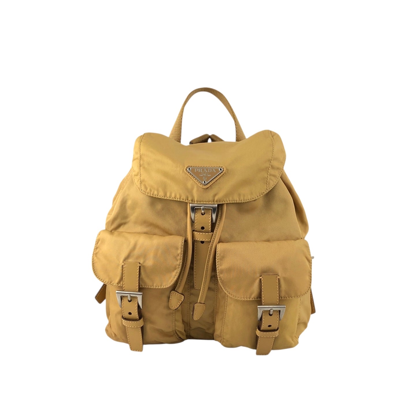 PRADA Tessuto Triangle Logo Backpack Yellow Vintage zmixxc