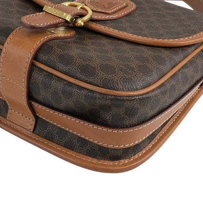 CELINE Macadam Blason Front Buckle Shoulder bag Brown Vintage z5ucpb