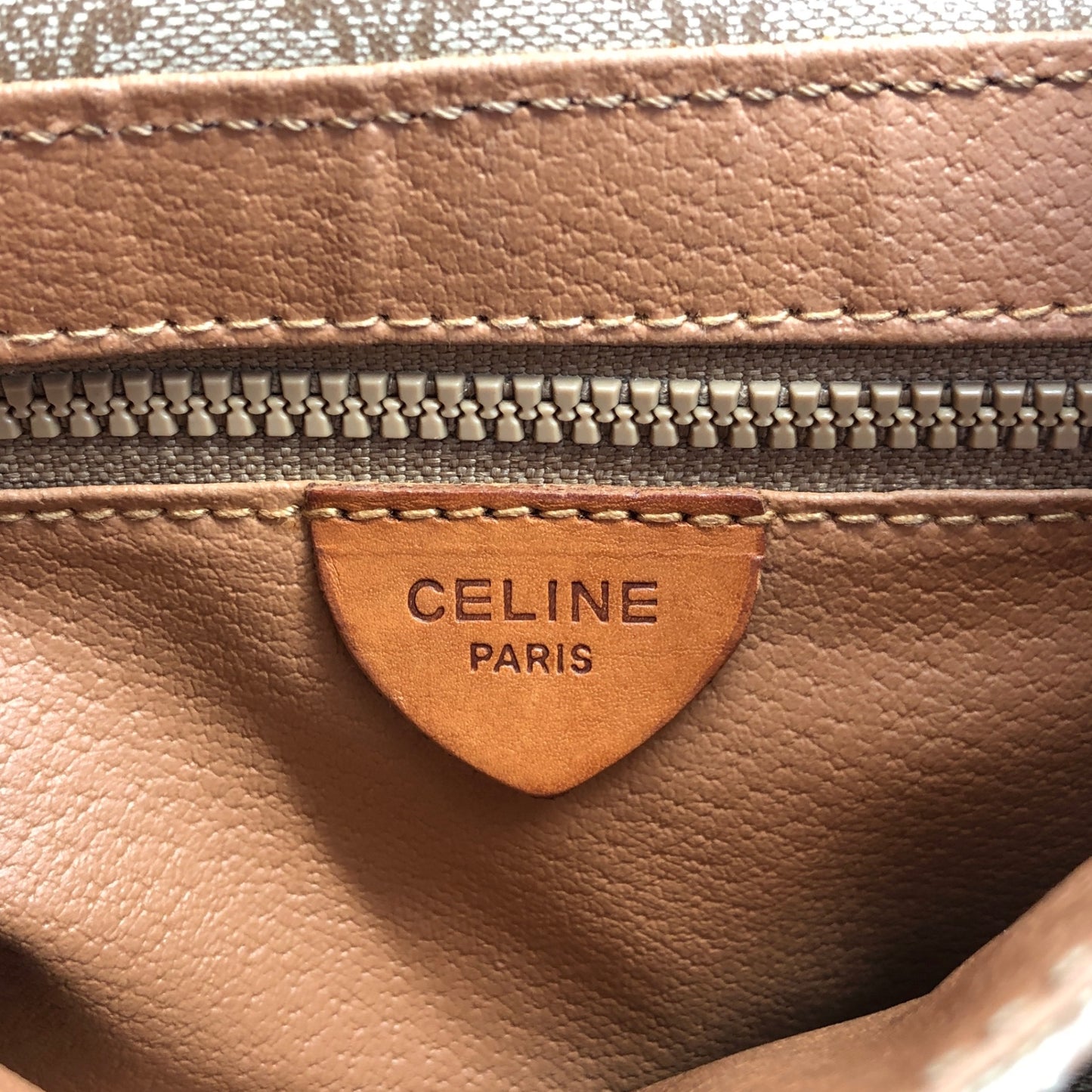CELINE Macadam Blason Shoulder bag Beige Vintage xe5drh
