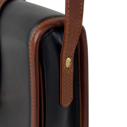 CELINE Front Buckle Shoulder bag Black×Brown Vintage 8seizv
