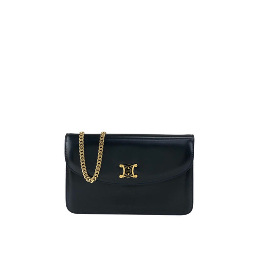 CELINE Triomphe Chain Shoulder bag Black Vintage thnjzk