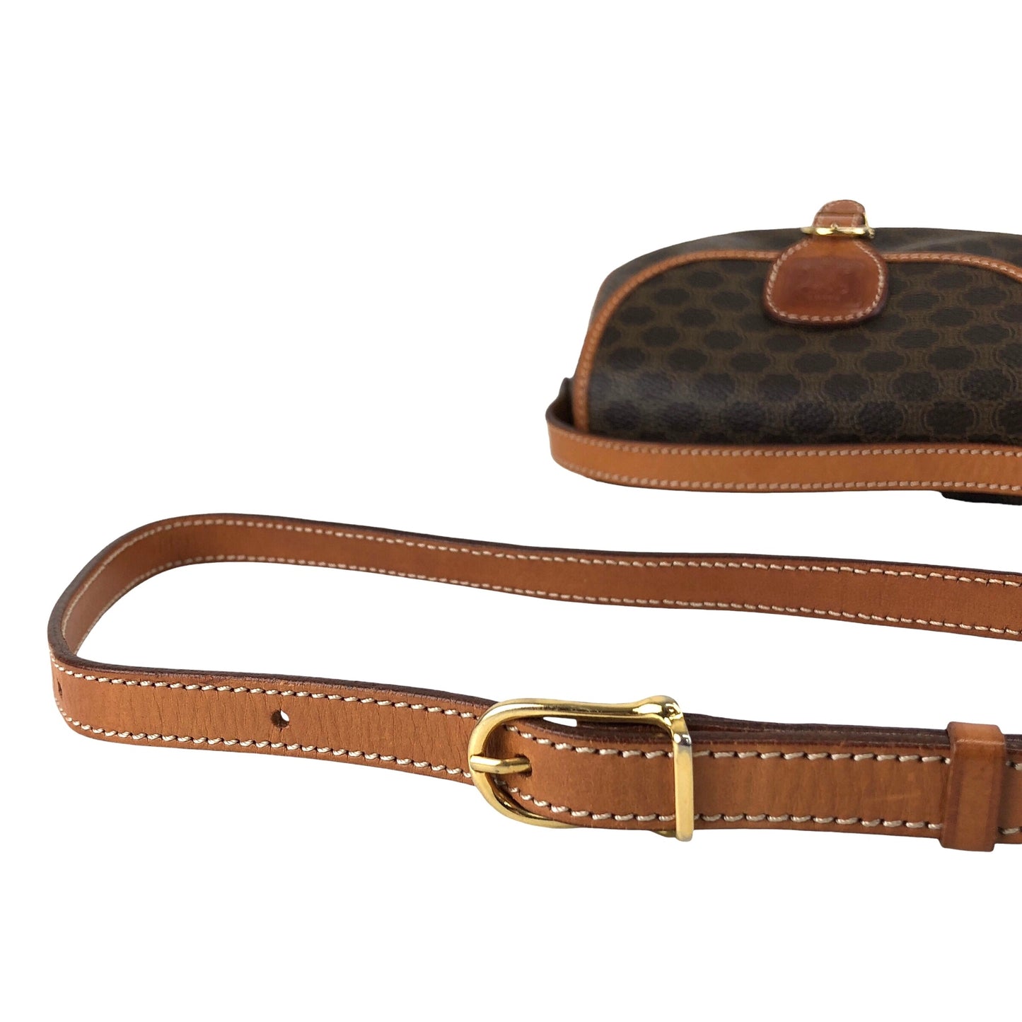 CELINE Macadam Blason Front Buckle  Shoulder bag Brown Vintage gzgnsp