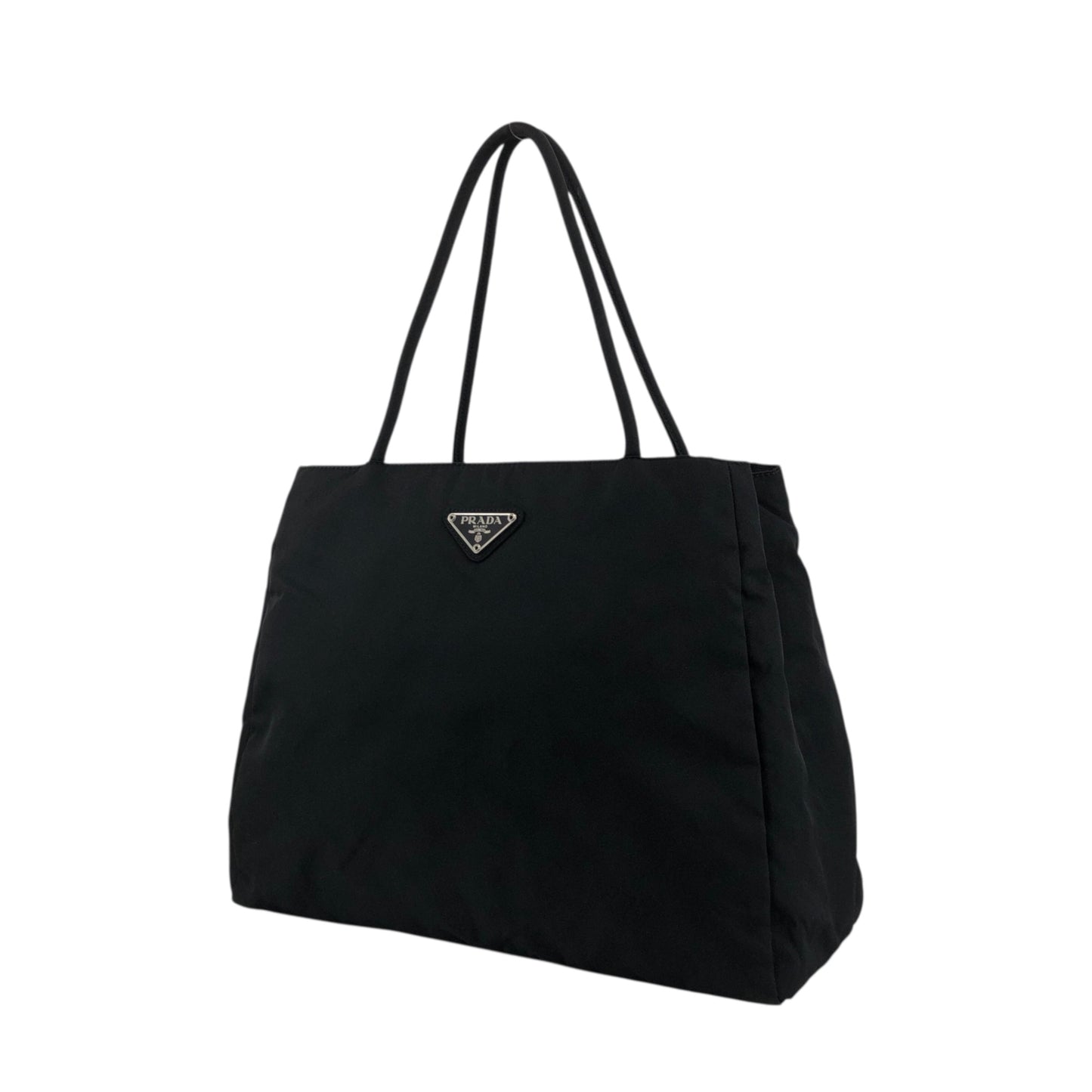 PRADA Tessuto Triangle Logo Side Pocket Totebag Black Vintage iwt8yv