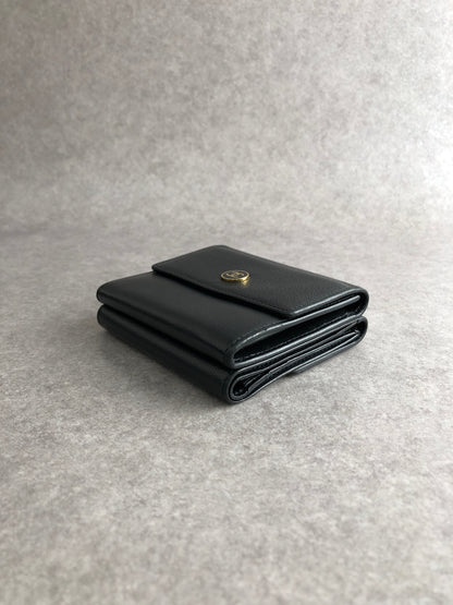 CHANEL Coco Mark Folded Wallet Black Vintage 5kt7pz