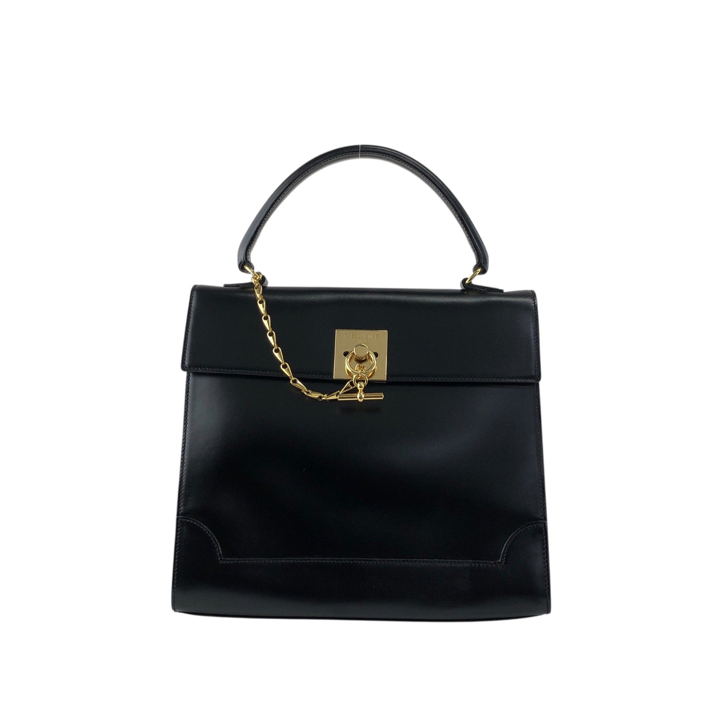 CELINE Gancini Handbag Black Vintage rtifa3