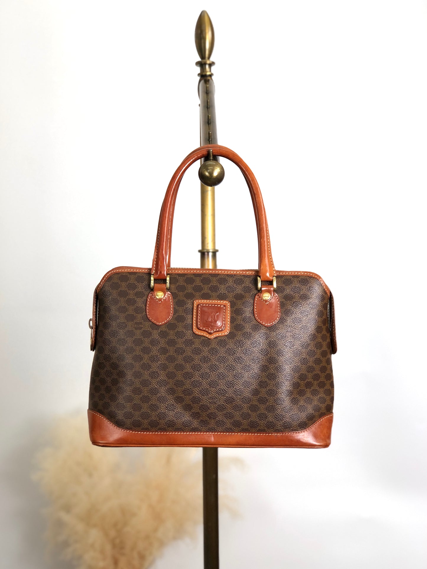 CELINE Macadam Blason Handbag Brown Vintage yry5hb