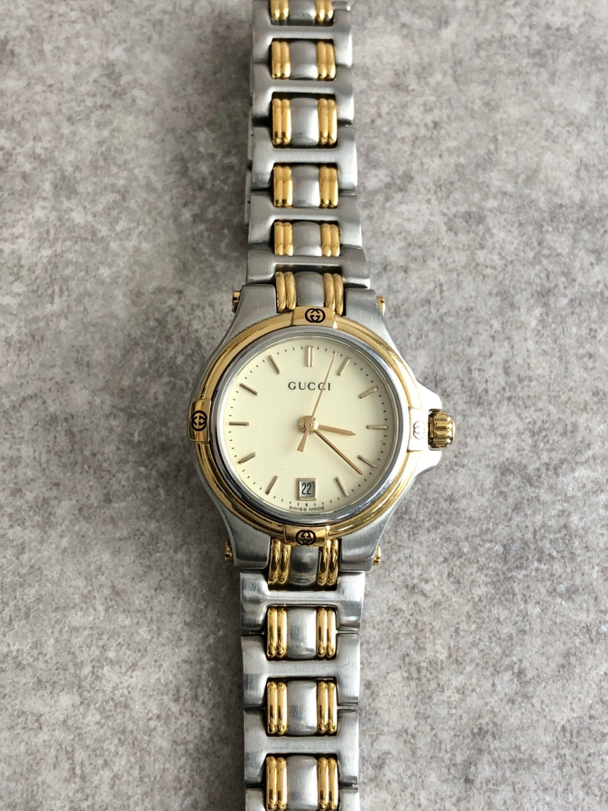 GUCCI Logo Quartz Watch Silver 9040L Vintage xggffd