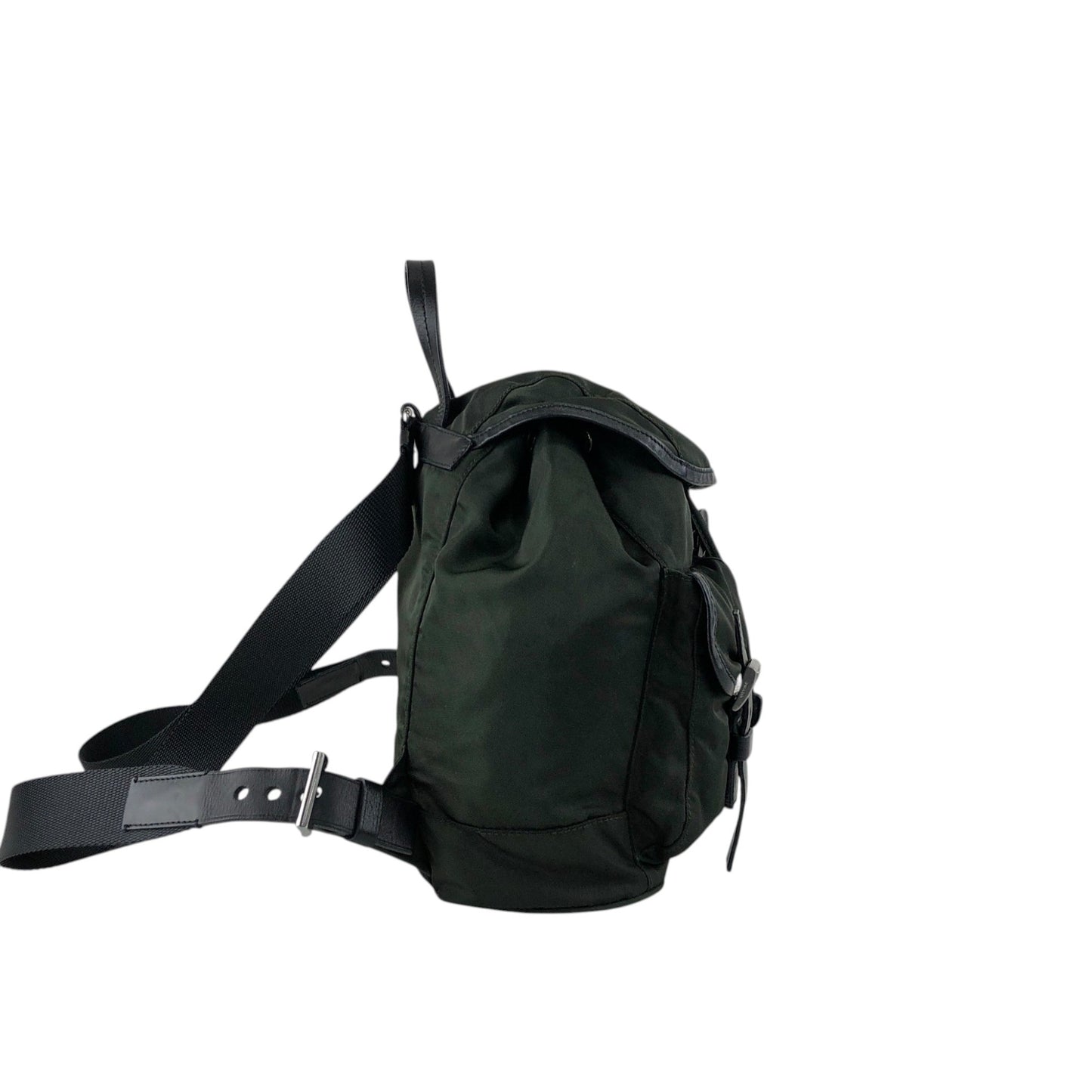 PRADA Tessuto Triangle Logo Double Pocket Backpack Black Vintage kuuttd