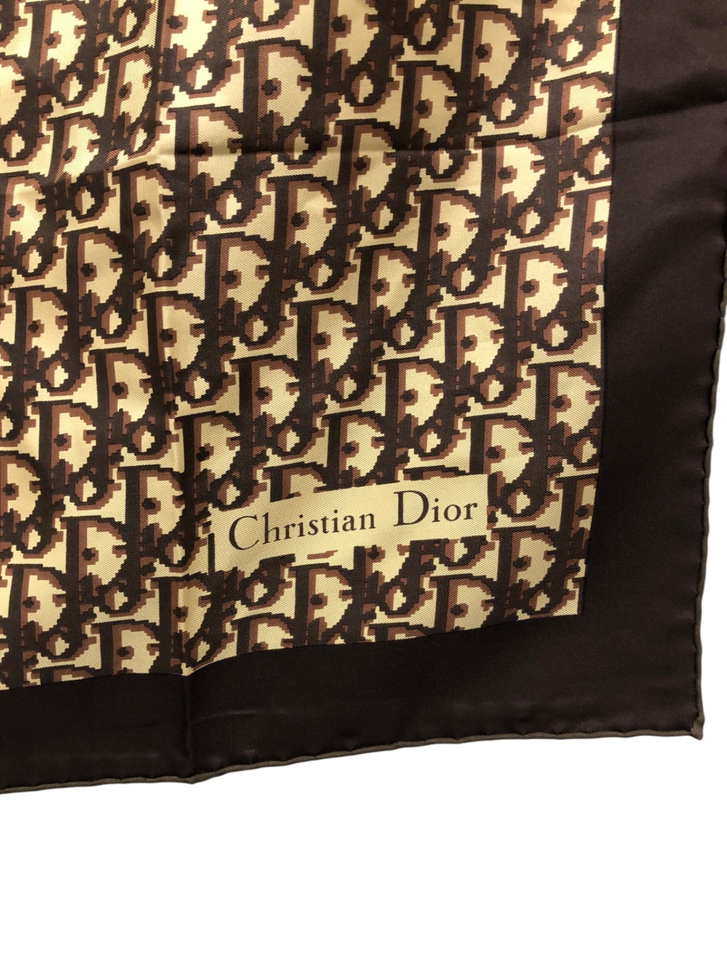 Christian Dior Trotter Silk100% Scarf Brown Vintage 3y2n2t