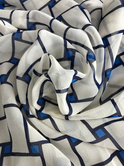 Yves Saint Laurent SILK Scarf Blue×White Vintage 8tjh4p