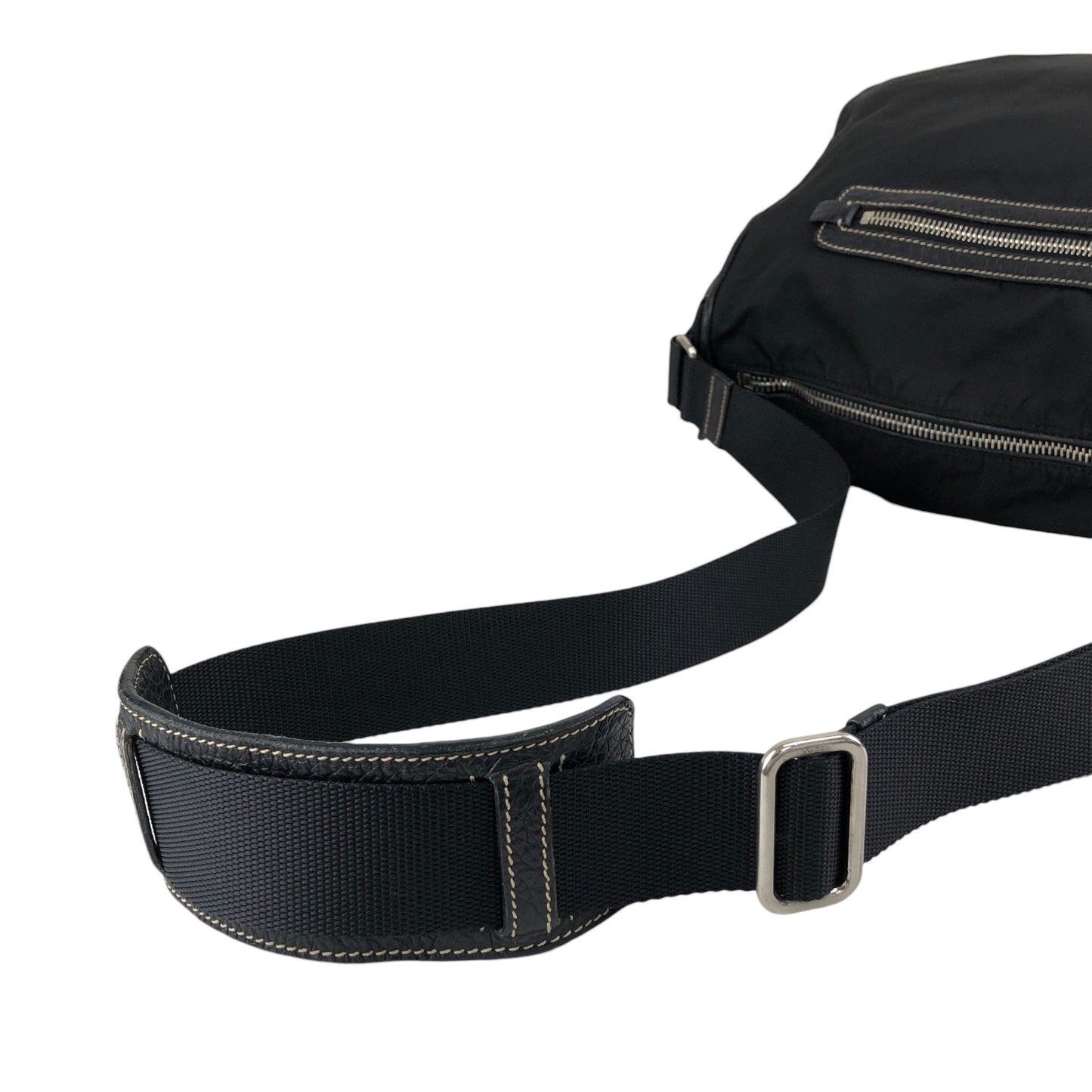 PRADA Tessuto Triangle Logo Shoulder bag Black Vintage w53g57