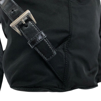 PRADA Tessuto Triangle Logo Front Buckle Backpack Black Vintage f788mi