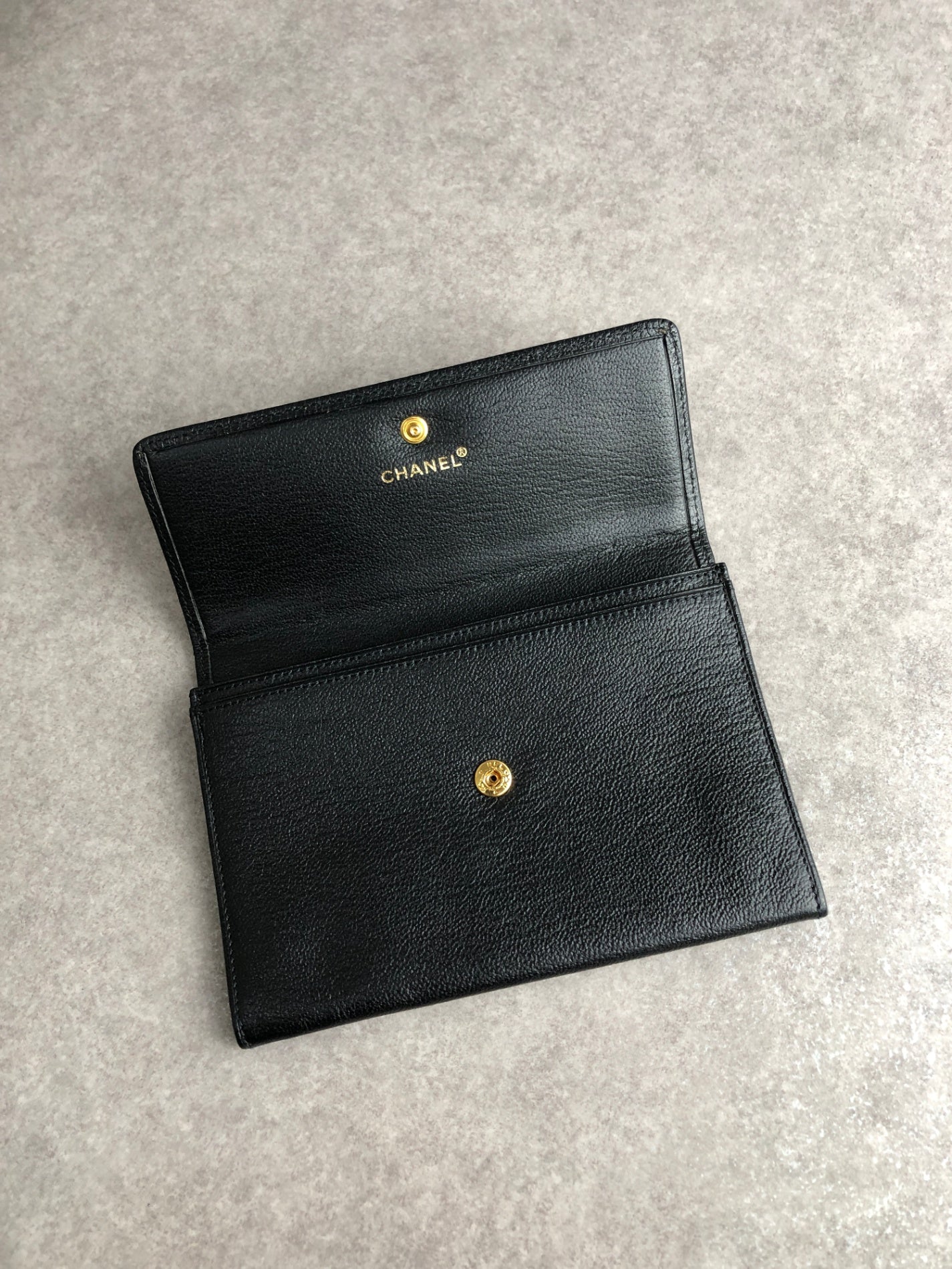 CHANEL Coco Mark Folded Wallet Black Vintage b46bgz