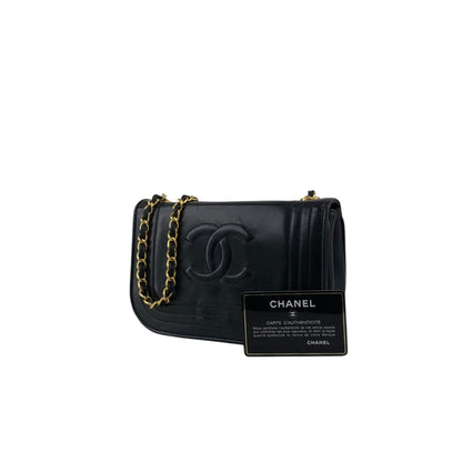 CHANEL Coco Mark Chain Shoulder bag Black Vintage jtk3dw