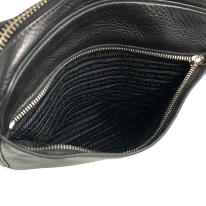 PRADA Triangle Logo Front Buckle Front Pocket Shoulder bag Black Vintage fg3jes
