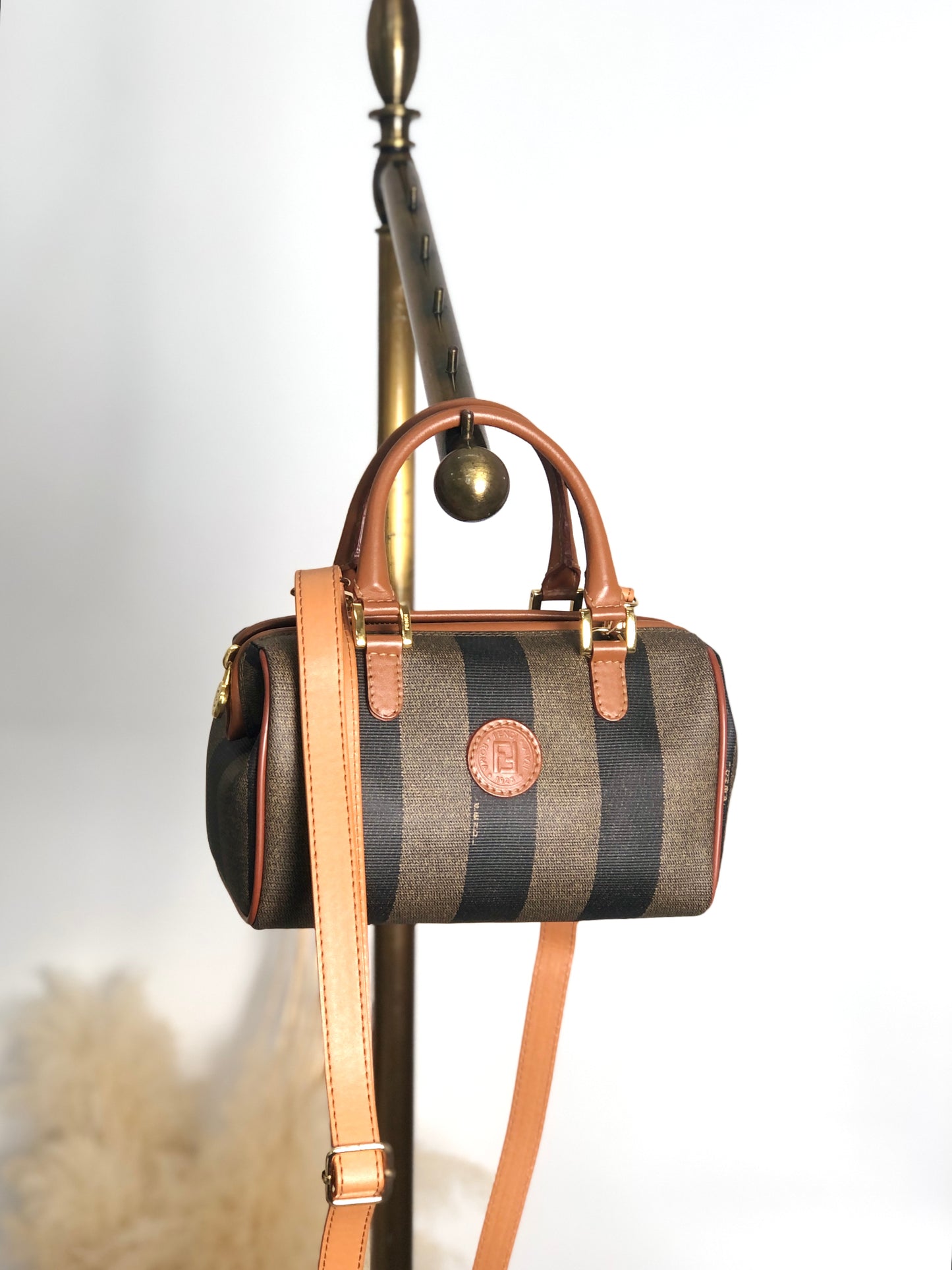 FENDI Pecan Two-way Small Boston bag Shoulder bag Brown Vintage bcu358