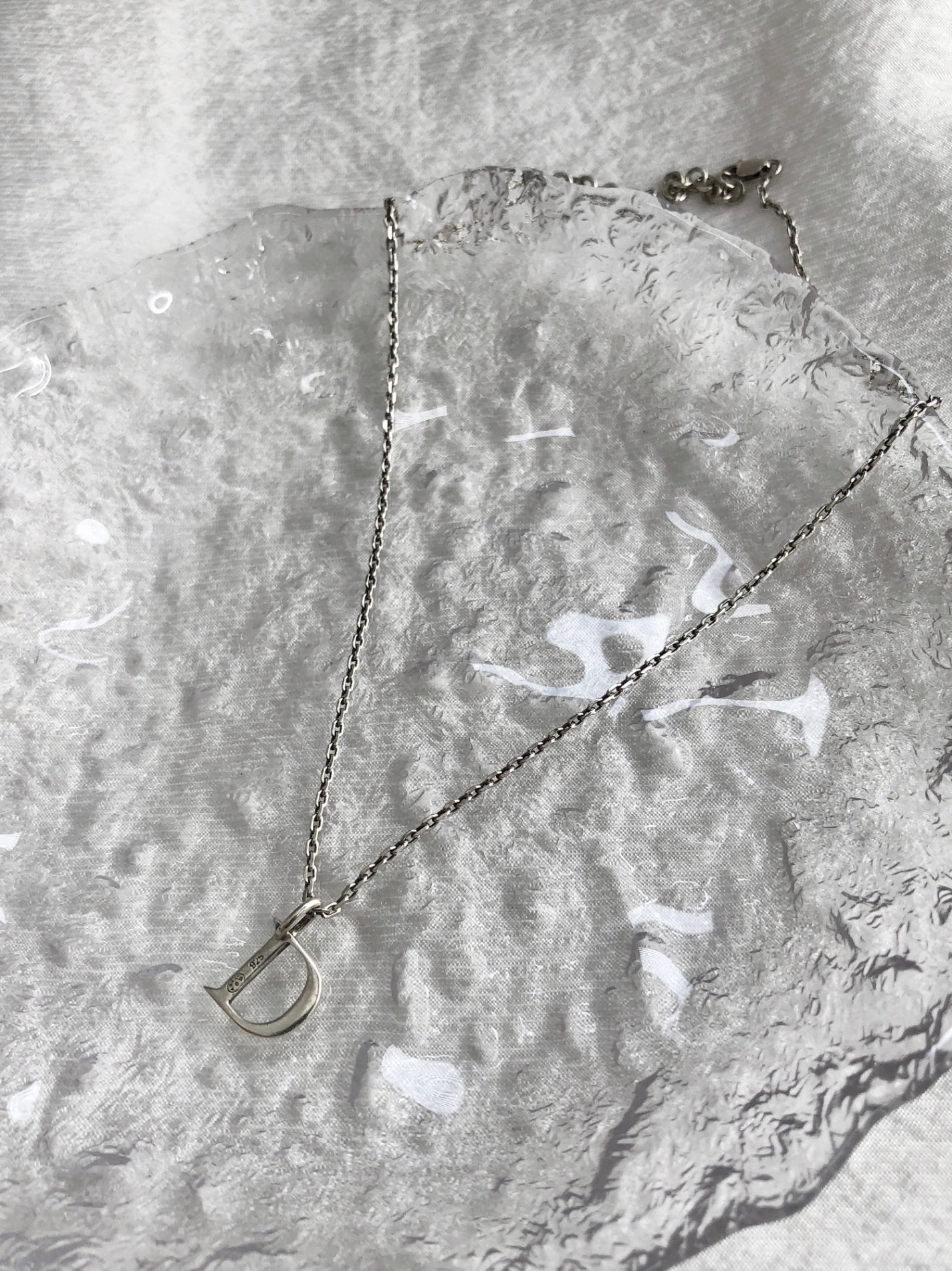 Christian Dior D Motif Necklace Silver Vintage 2nmbuw