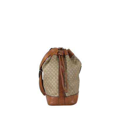 CELINE Macadam Blason Drawstring Shoulder bag Beige Vintage ci27wy