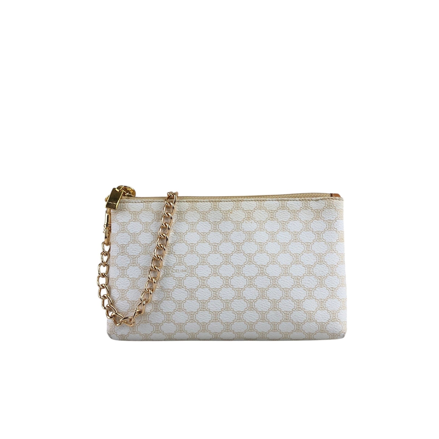 CELINE Macadam Small Handbag Pouch White Vintage e2s6ad