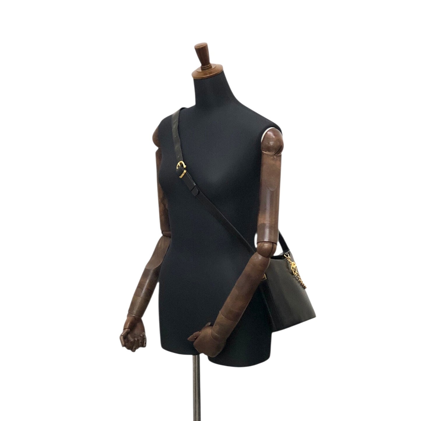 CELINE Circle Logo Shoulder bag Black Vintage x6z5t3