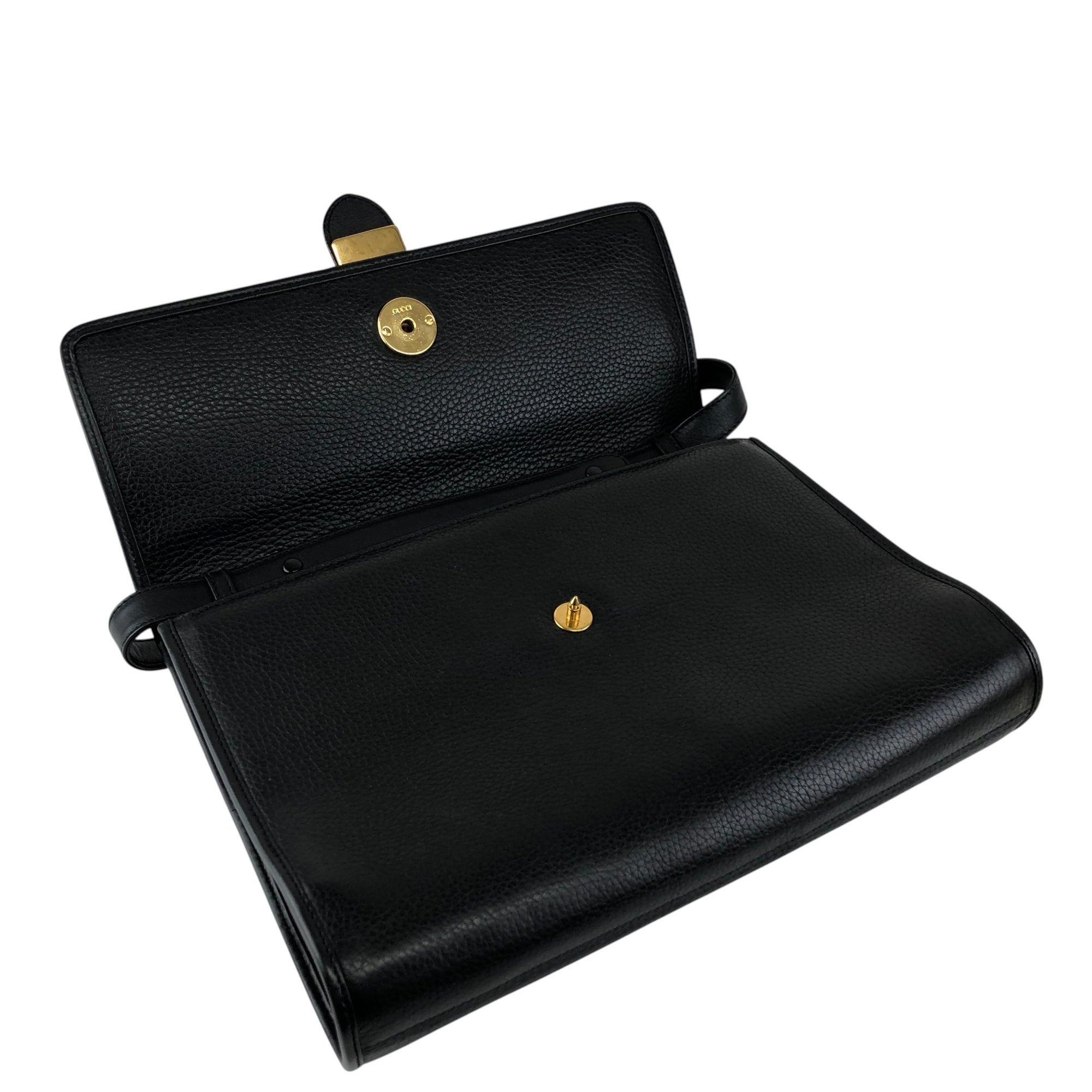 GUCCI Front Buckle Shoulder bag Black Vintage zbczdz – VintageShop