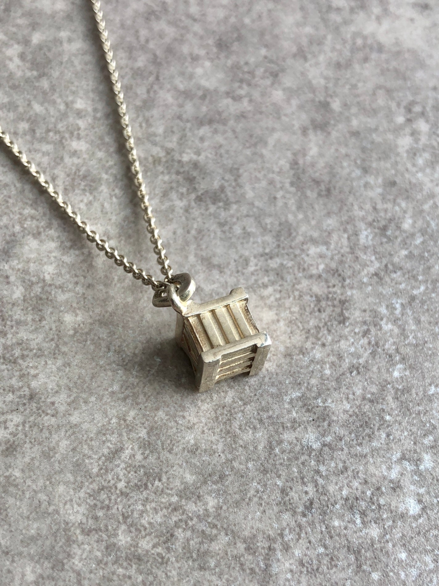Tiffany & Co. Cube Motif Necklace Silver Vintage gt8wh5