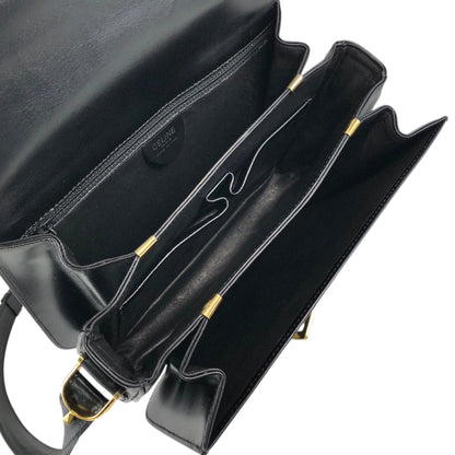 CELINE Horse Carriage Crossbody Shoulder bag Black Vintage 4mrnet