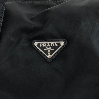 PRADA Triangle Logo Boston bag Handbag Black Vintage jpc7eg