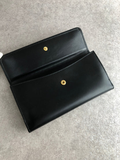 GUCCI Horse Bit Long Wallet Black Vintage 5m243v