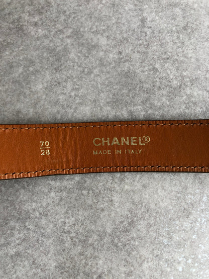CHANEL Logo Belt Brown Vintage ryybkc