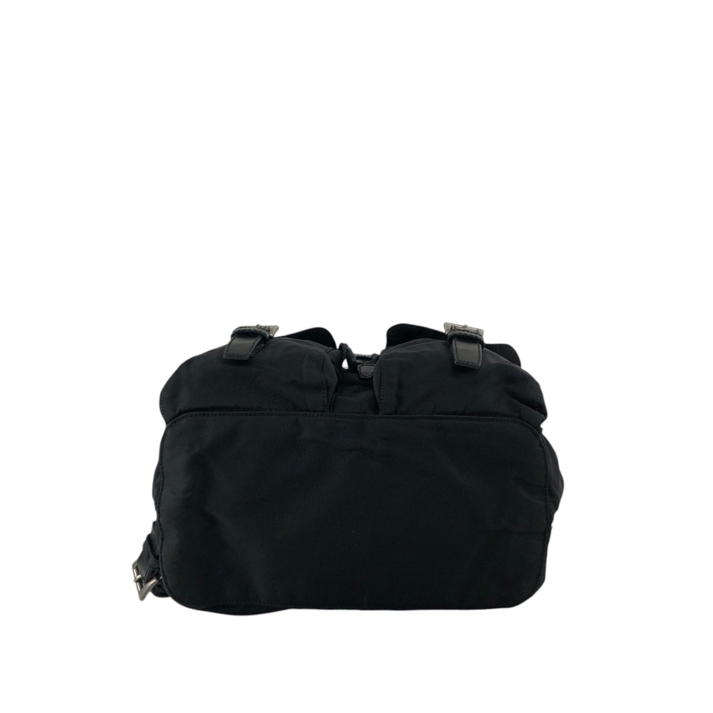 PRADA Tessuto Triangle Logo Double Pocket Backpack Black Vintage vjpnrf