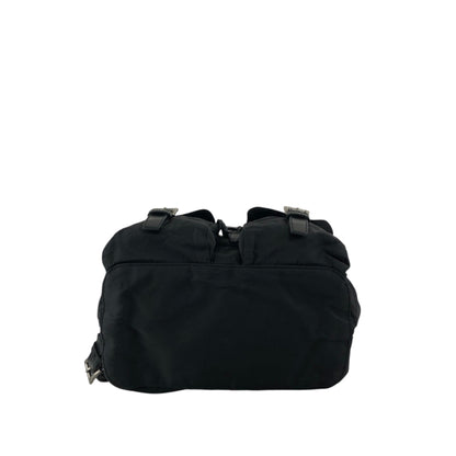 PRADA Tessuto Triangle Logo Double Pocket Backpack Black Vintage vjpnrf