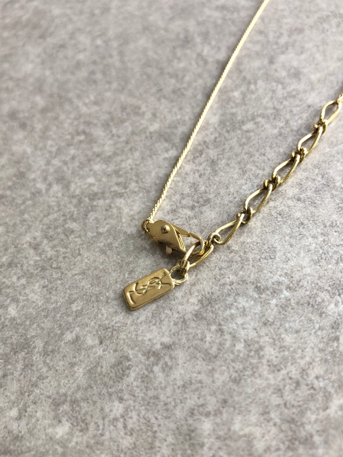 Yves Saint Laurent YSL Logo Rhinestone Necklace Gold Vintage p333yw