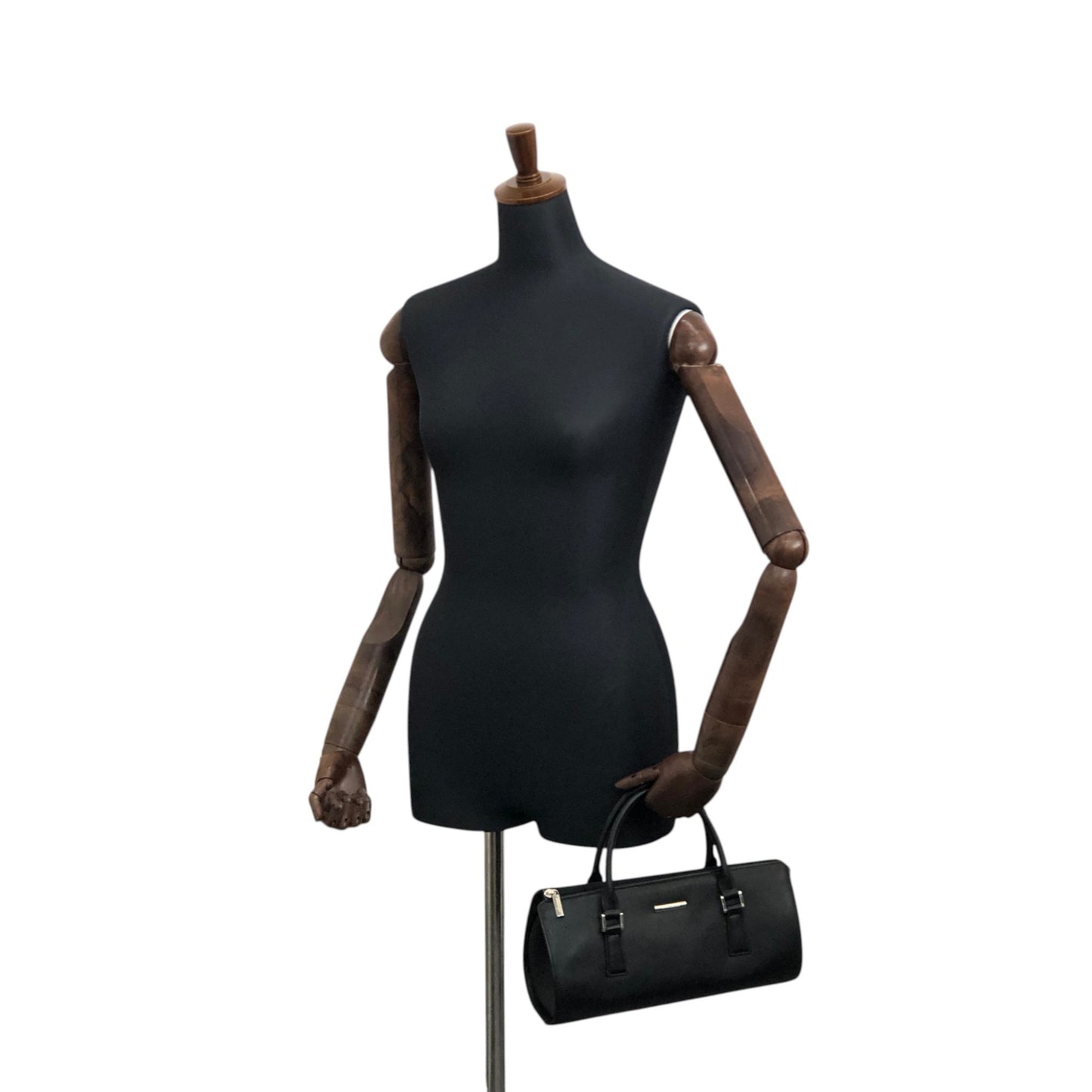 BURBERRY Logo Small Boston bag Handbag Black Vintage 56f78t