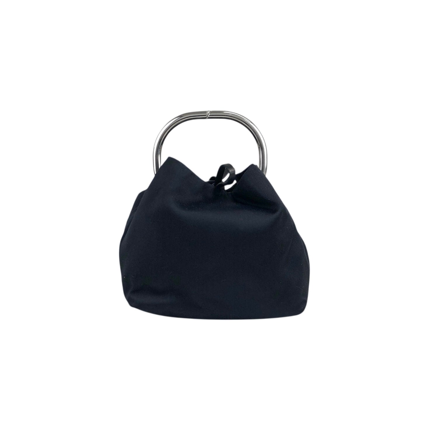 PRADA Triangle Logo Metal Handle Small Handbag Black Vintage dgw5pt