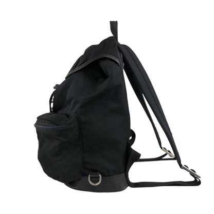 PRADA Triangle Logo Front Belt Double Pocket Backpack Black Vintage 7wppf4