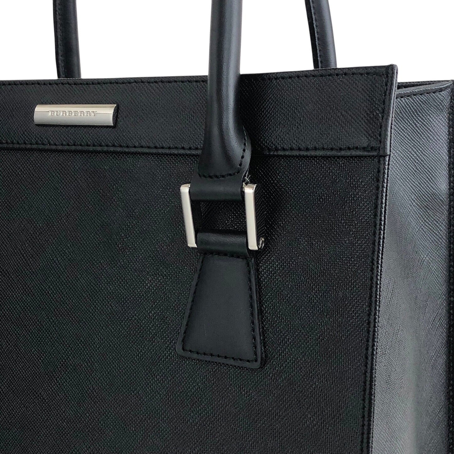 BURBERRY Logo Handbag Black Vintage yej8u5