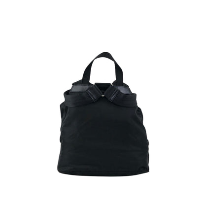 PRADA Tessuto Triangle Logo Double Pocket Backpack Black Vintage rikdef