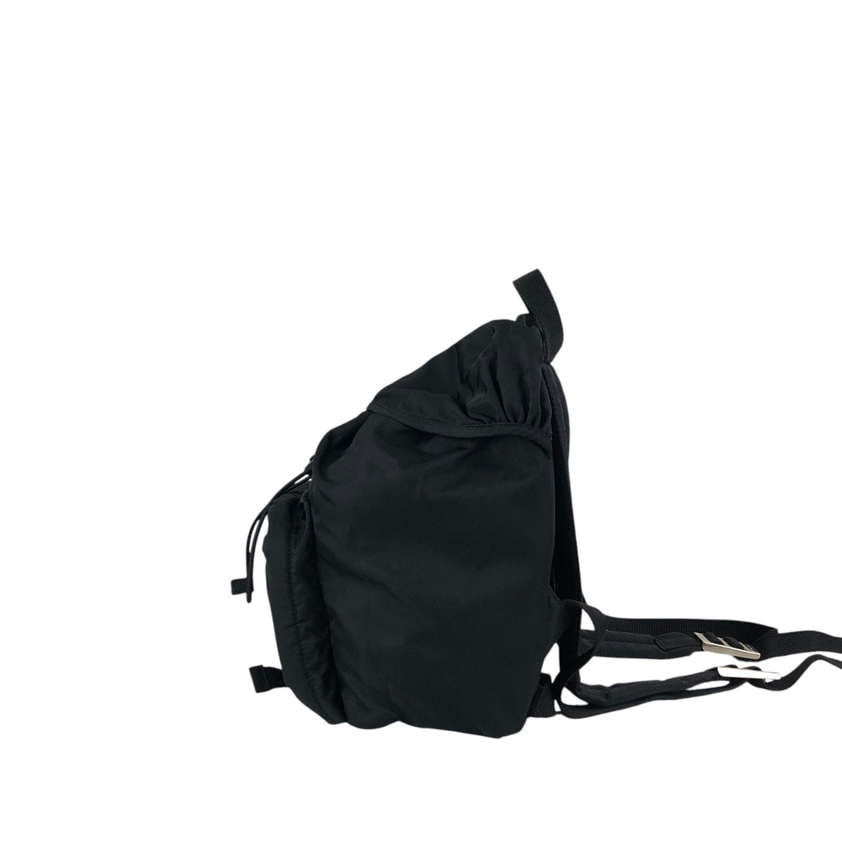 PRADA Tessuto Triangle Logo Front Buckle Backpack Black Vintage 8na4hp