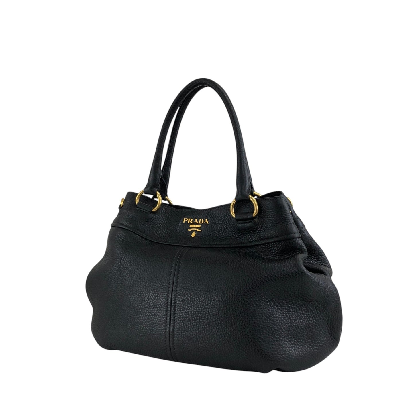 PRADA Logo Two-way Handbag Shoulder bag Black Vintage g864hh