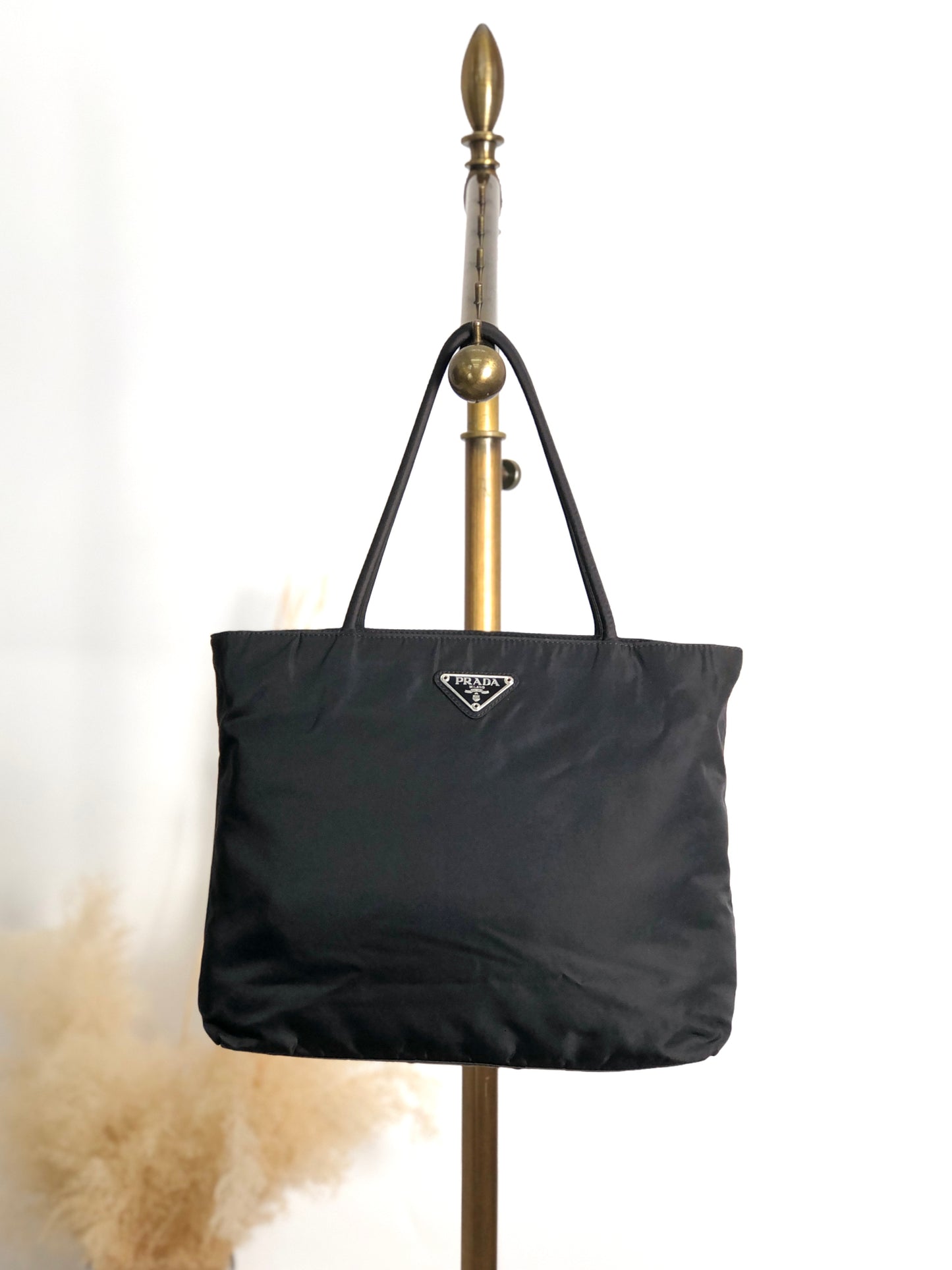 PRADA Tessuto Triangle Logo Totebag Black Vintage xn2y5c