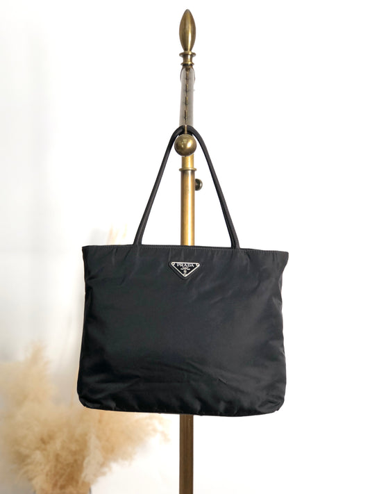 PRADA Tessuto Triangle Logo Totebag Black Vintage xn2y5c