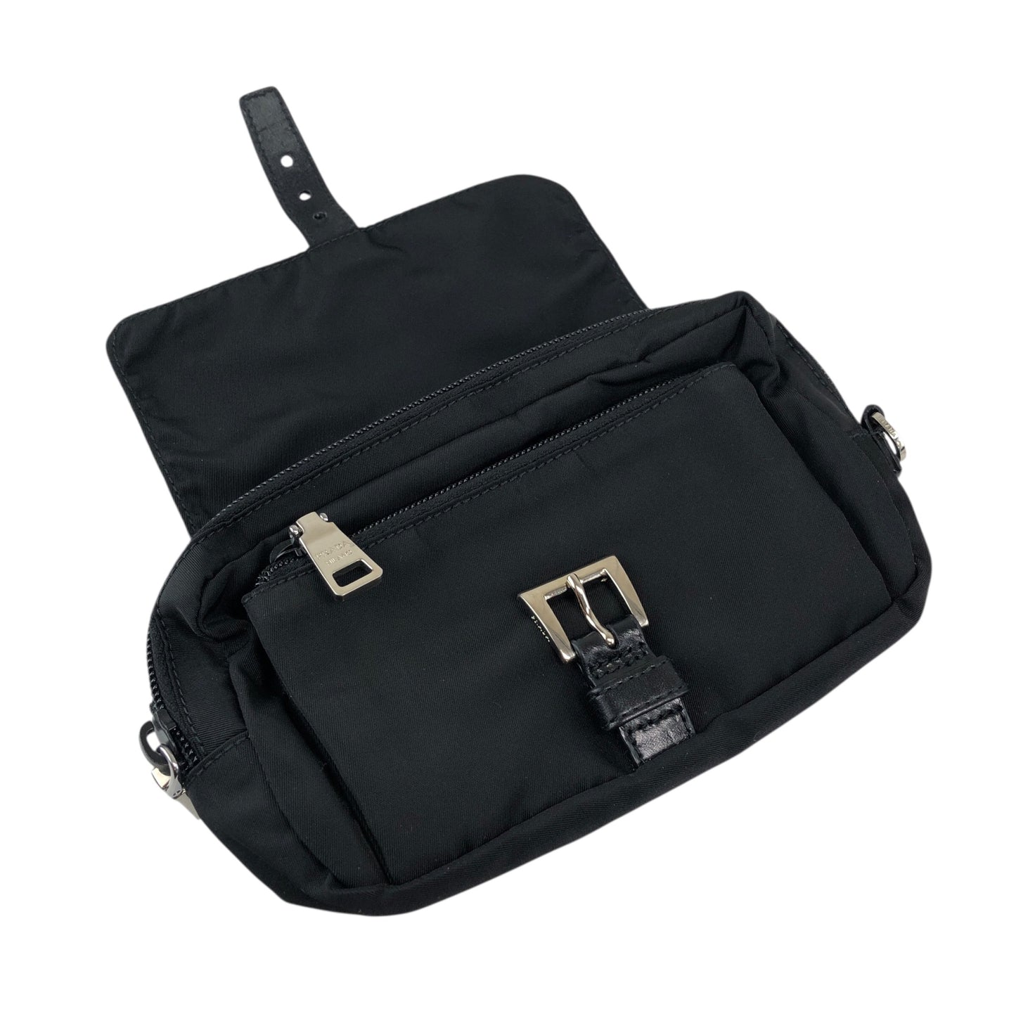 PRADA Tessuto Triangle Logo Shoulder bag Sling bag Black Vintage s8izt8