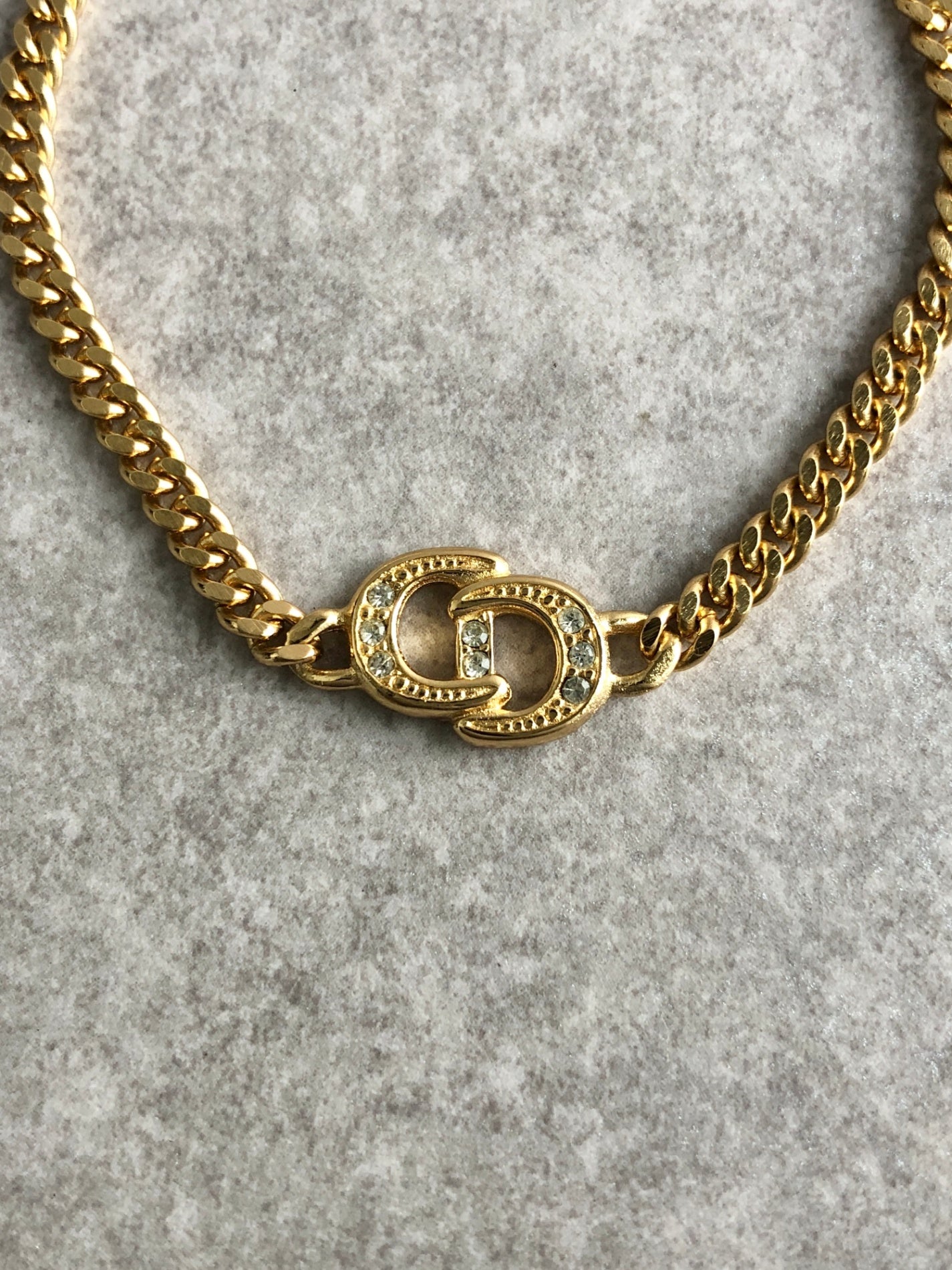 Christian Dior CD Logo Rhinestone Bracelet Gold Vintage wxhykw