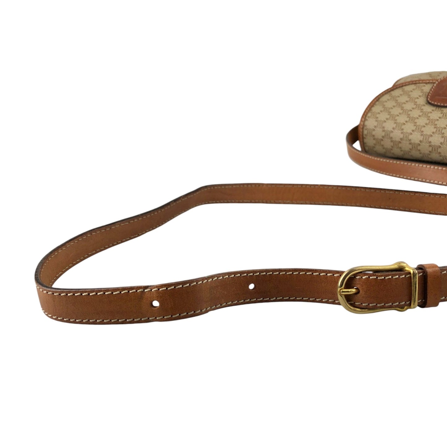 CELINE Macadam Triomphe Front Buckle Shoulder bag Beige Vintage xwff8x